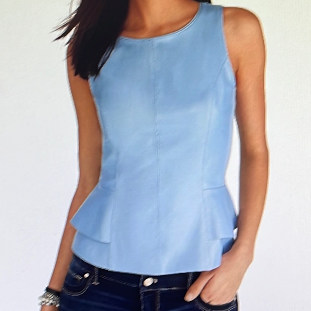 White house black market leather bodice top